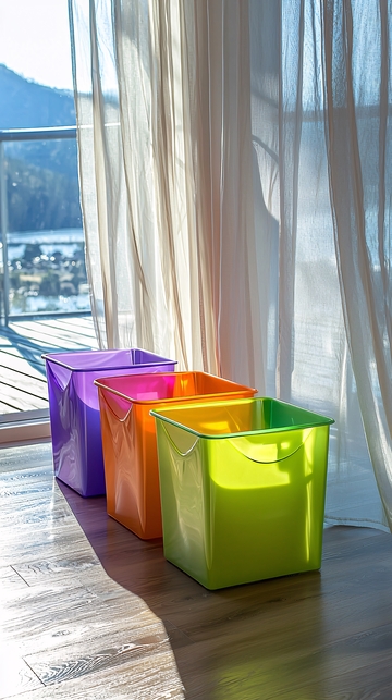 彩色分类垃圾桶