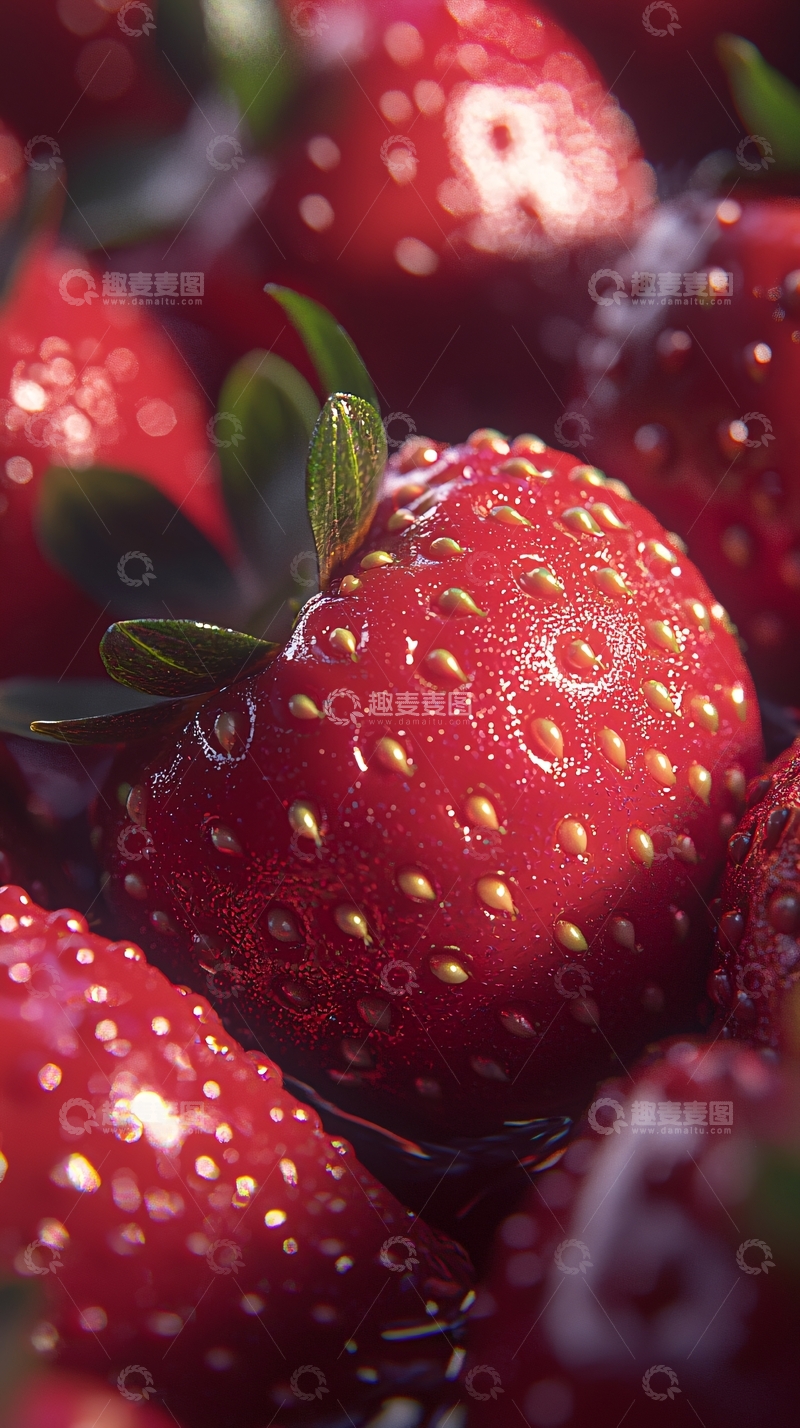 高清大图下载【趣麦麦图】红润饱满的草莓特写