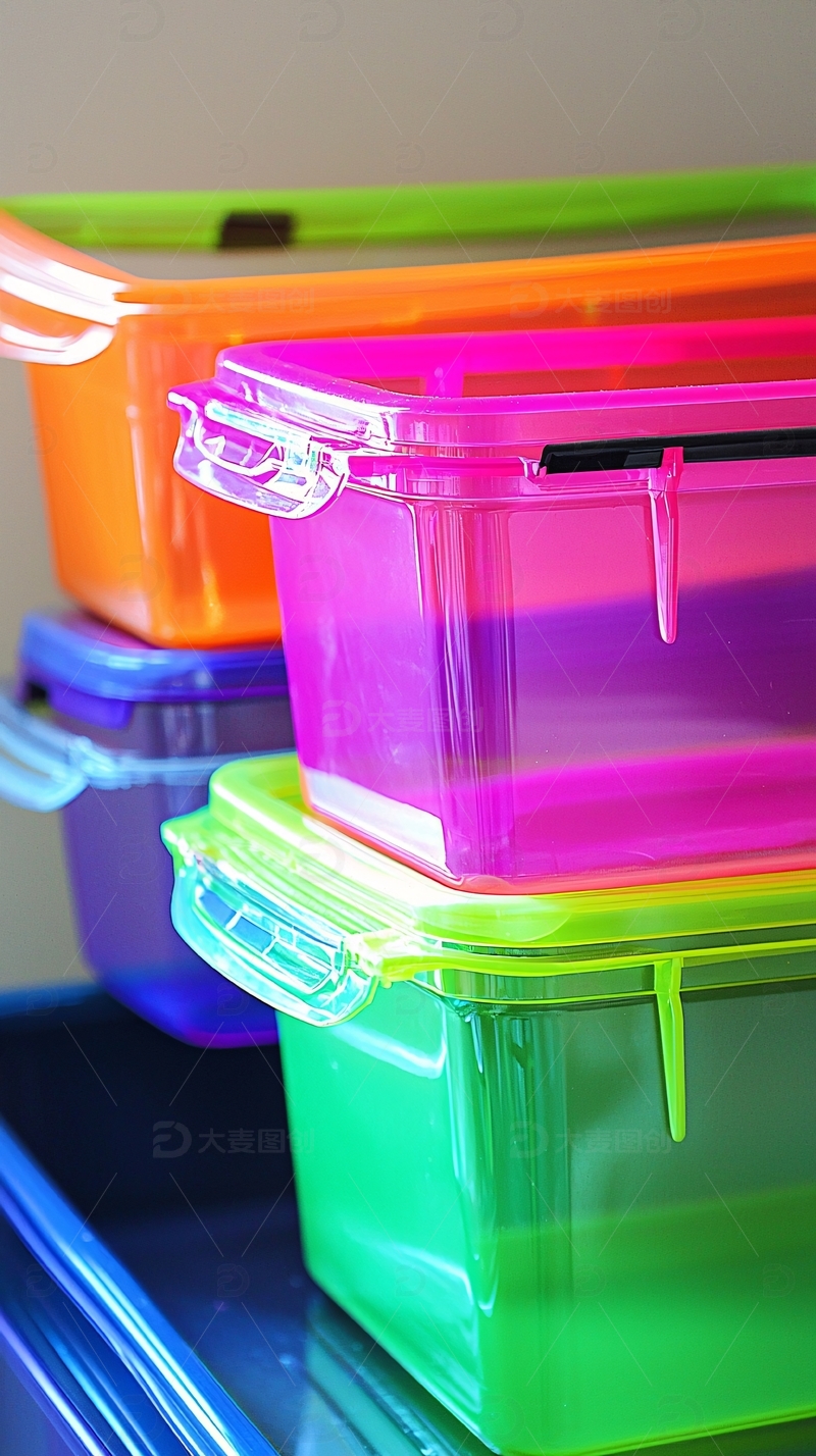 高清大图下载【趣麦麦图】彩色塑料收纳盒