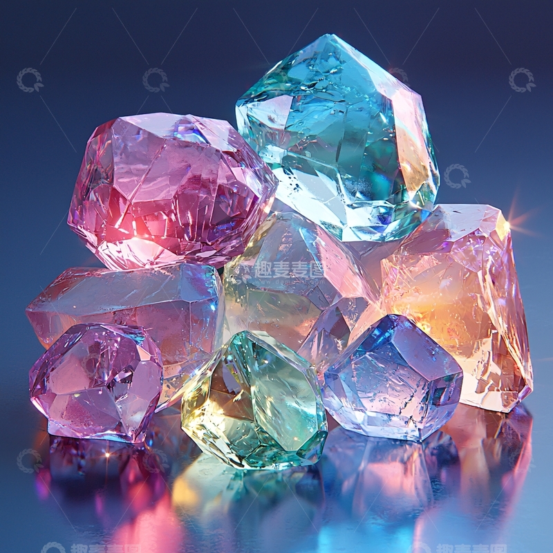 高清大图下载【趣麦麦图】彩色晶体簇