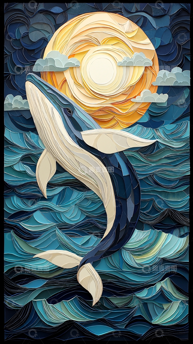 高清大图下载【趣麦麦图】鲸鱼跃出水面