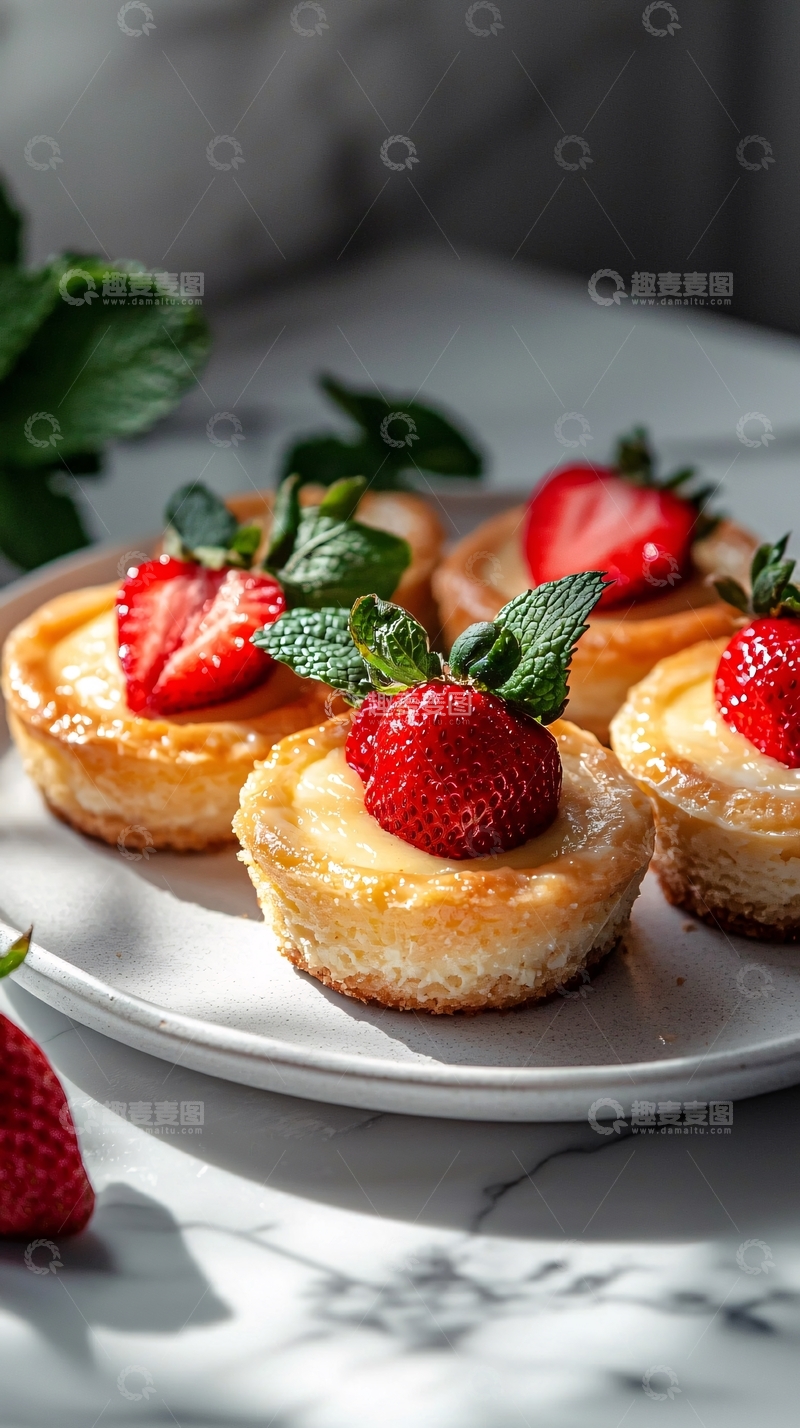 高清大图下载【趣麦麦图】草莓芝士小蛋糕