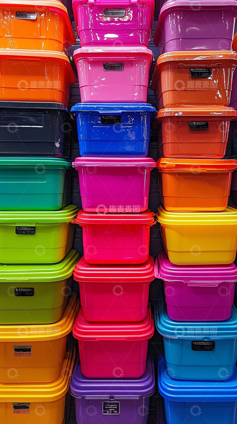 高清大图下载【趣麦麦图】彩色塑料收纳箱