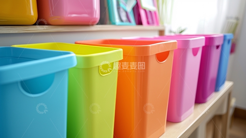 高清大图下载【趣麦麦图】彩色塑料收纳盒