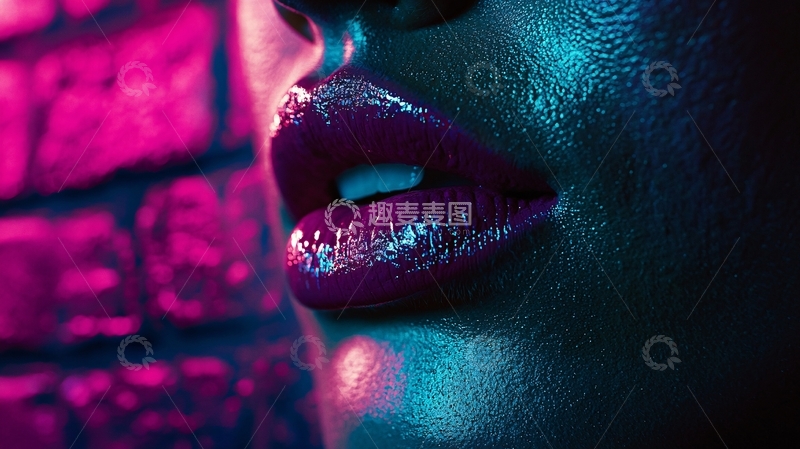 高清大图下载【趣麦麦图】霓虹灯下性感嘴唇特写