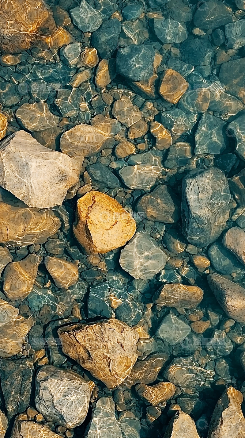 高清大图下载【趣麦麦图】清澈溪流中的鹅卵石