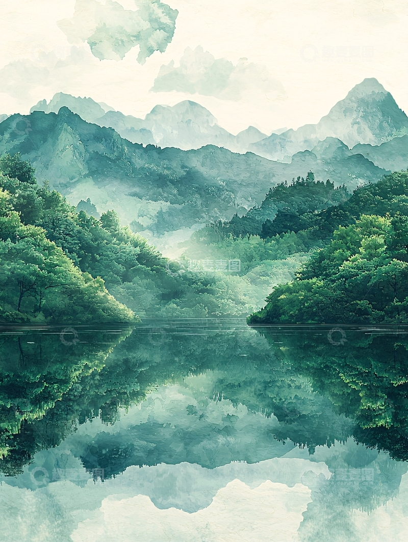 高清大图下载【趣麦麦图】水墨山水画489