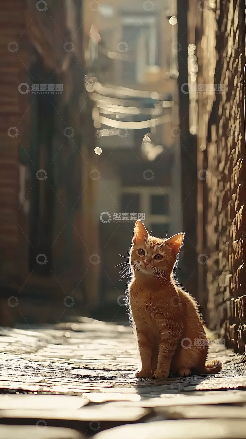 高清大图下载【趣麦麦图】巷弄里的小猫