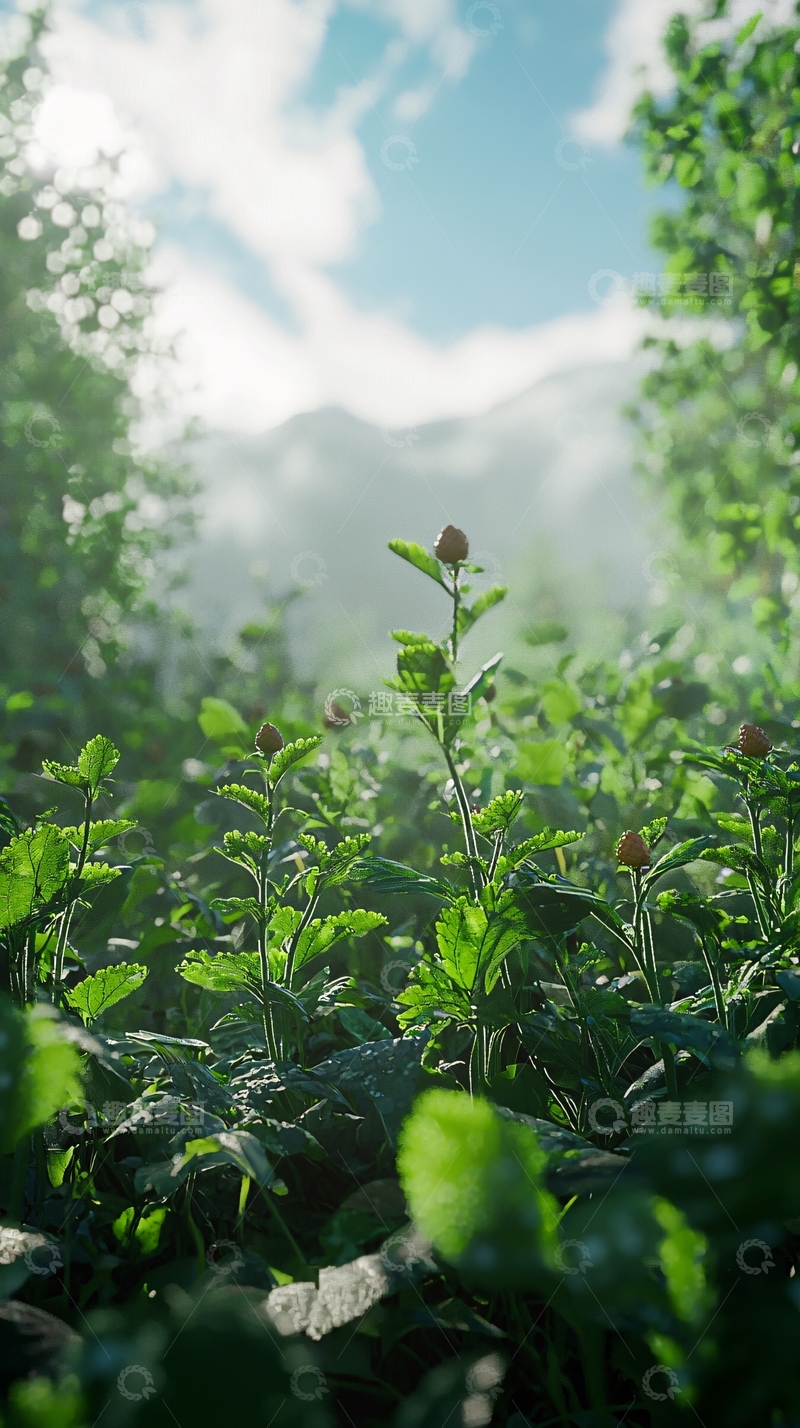 高清大图下载【趣麦麦图】阳光下的森林植被特写