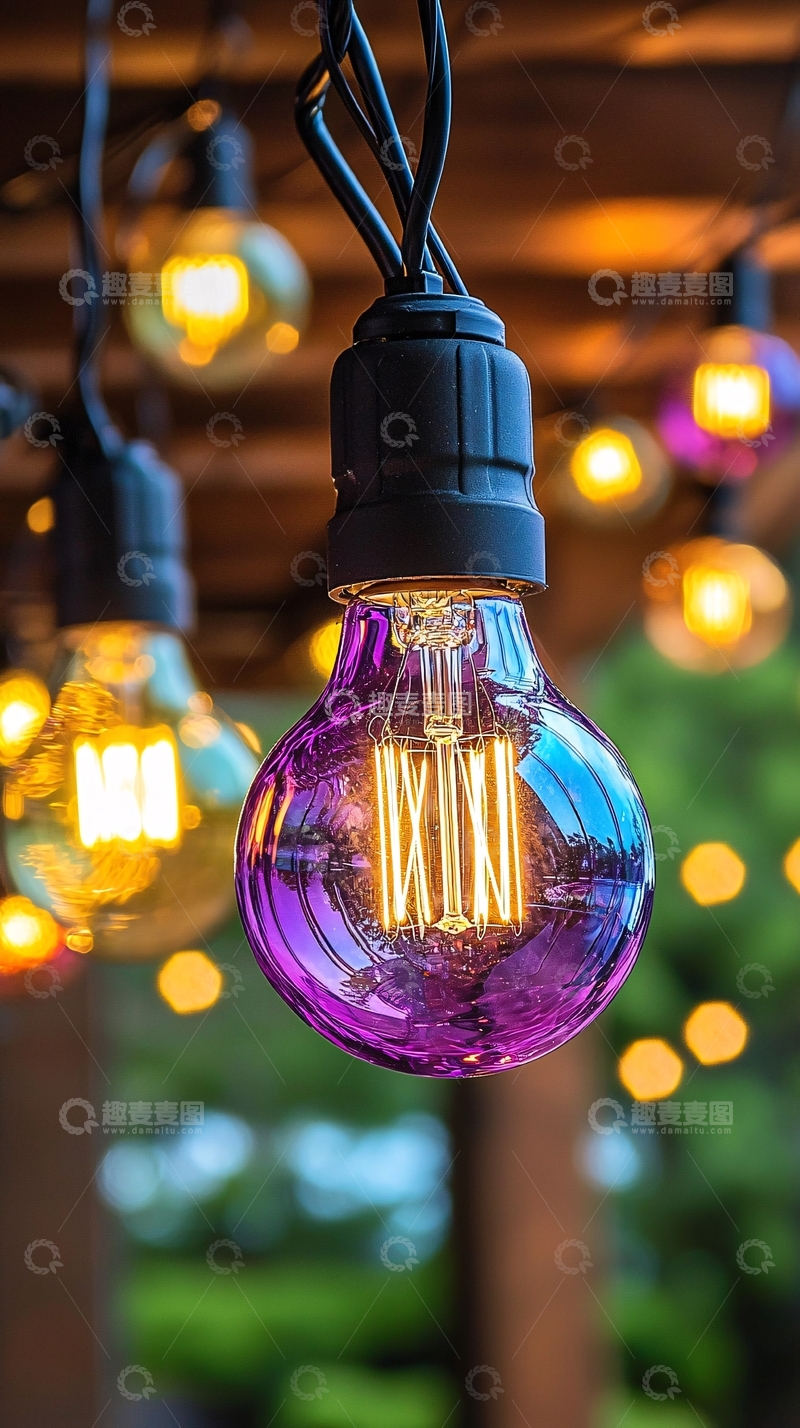 高清大图下载【趣麦麦图】彩色灯泡串灯