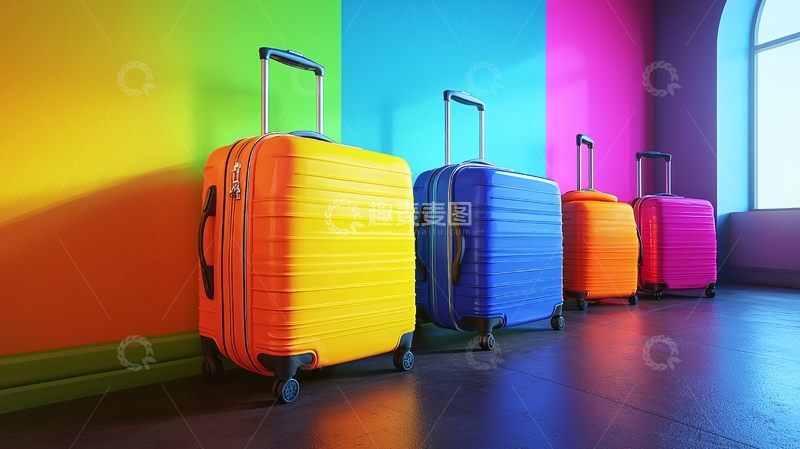 高清大图下载【趣麦麦图】多彩行李箱