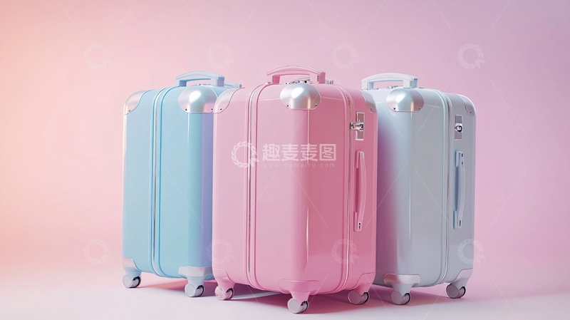 高清大图下载【趣麦麦图】粉色系行李箱