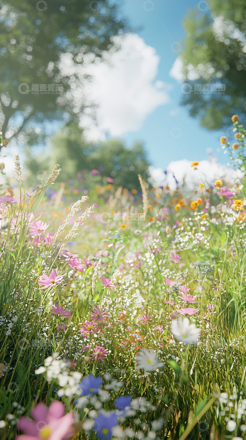 高清大图下载【趣麦麦图】阳光下的野花田
