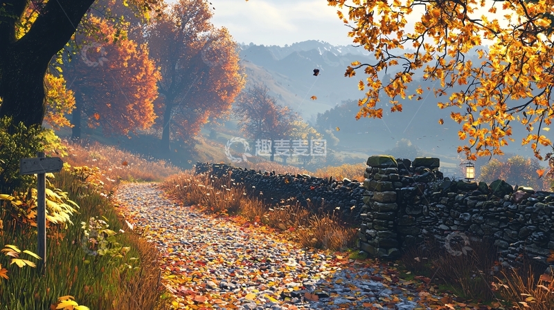 高清大图下载【趣麦麦图】秋季乡村小路风景