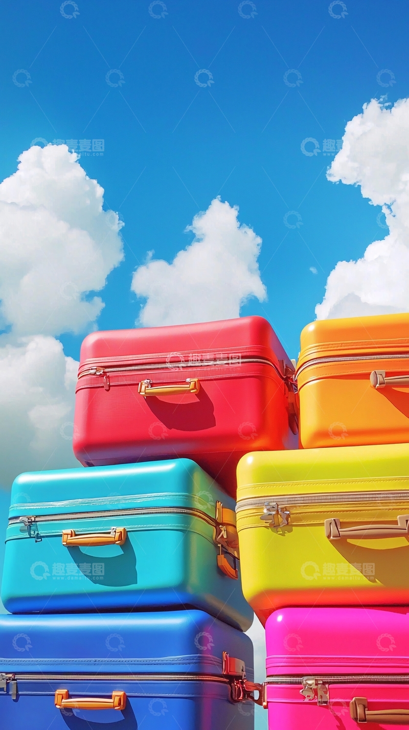 高清大图下载【趣麦麦图】彩色行李箱