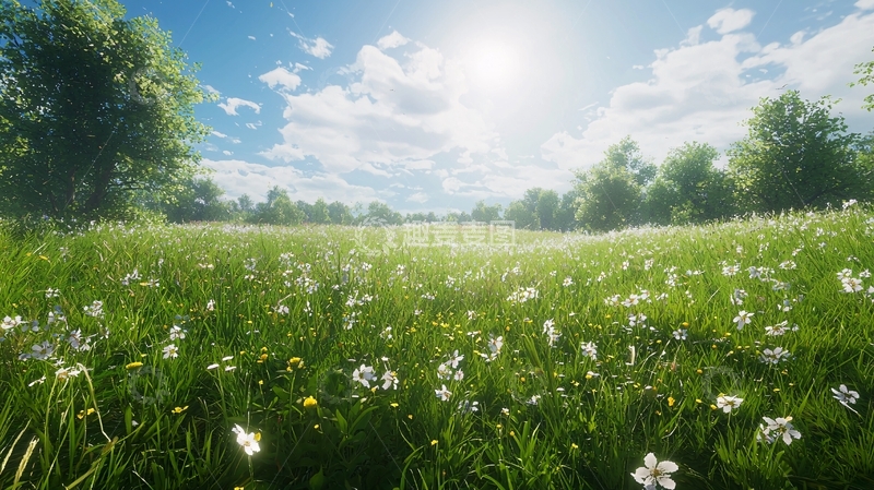 高清大图下载【趣麦麦图】阳光明媚的绿草地