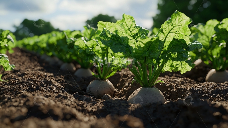 高清大图下载【趣麦麦图】阳光下茁壮成长的白萝卜
