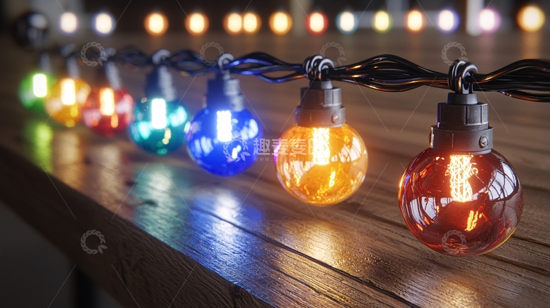 高清大图下载【趣麦麦图】彩色灯泡串灯