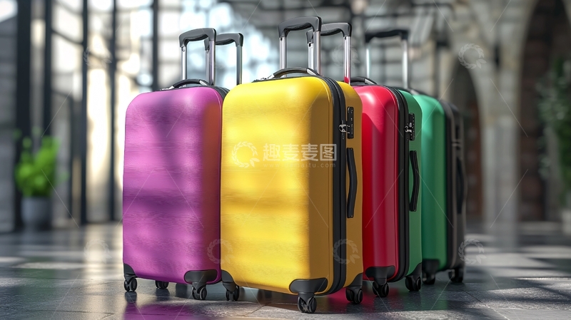 高清大图下载【趣麦麦图】多彩行李箱
