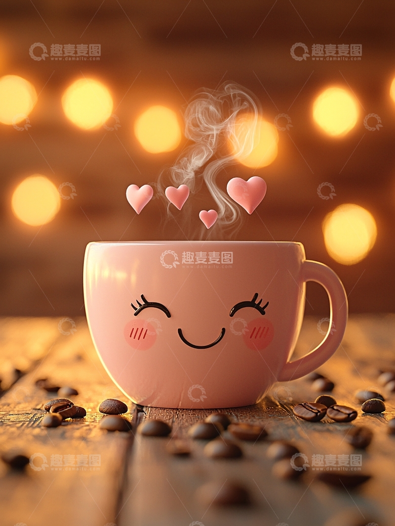 高清大图下载【趣麦麦图】粉色可爱马克杯