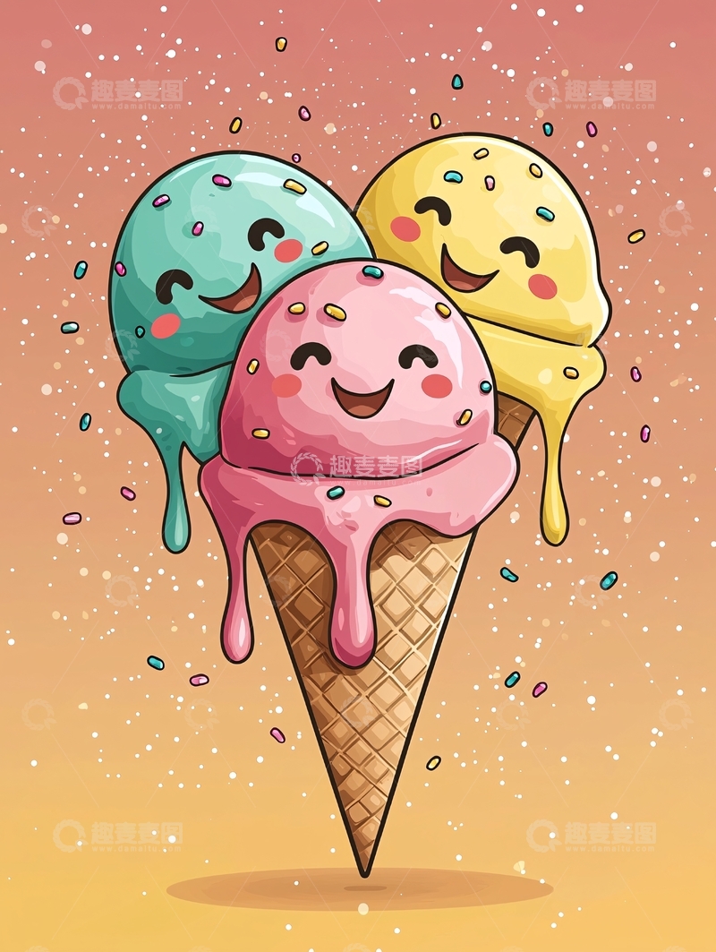 高清大图下载【趣麦麦图】可爱卡通冰淇淋