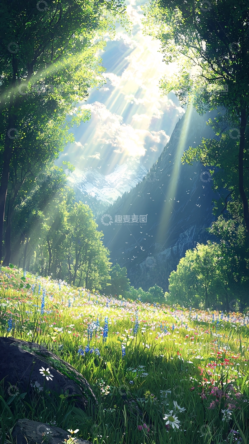 高清大图下载【趣麦麦图】阳光森林花海