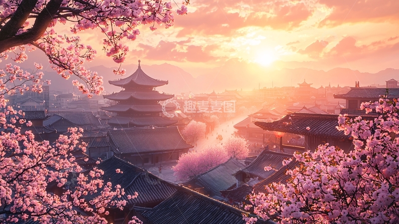 高清大图下载【趣麦麦图】日式樱花动漫场景