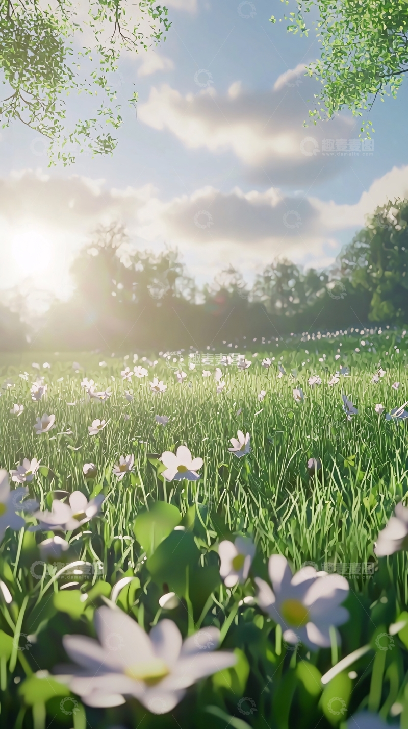 高清大图下载【趣麦麦图】阳光下的野花田