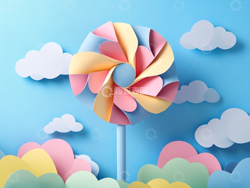 高清大图下载【趣麦麦图】彩色纸风车