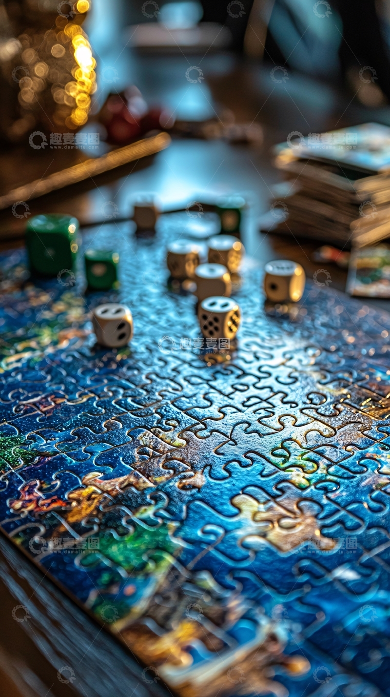 高清大图下载【趣麦麦图】拼图上的骰子