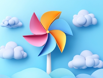 彩色风车与蓝天白云