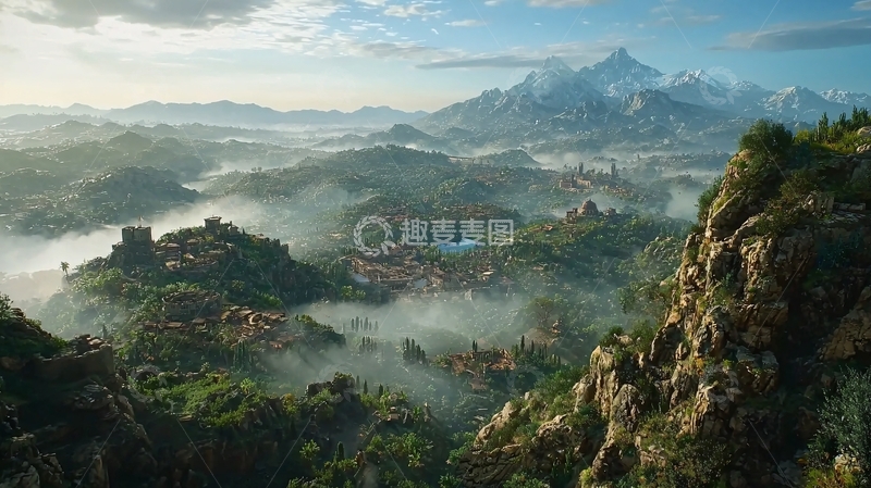 高清大图下载【趣麦麦图】山峦叠嶂的奇幻世界