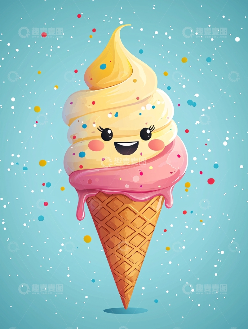 高清大图下载【趣麦麦图】卡通冰淇淋笑脸