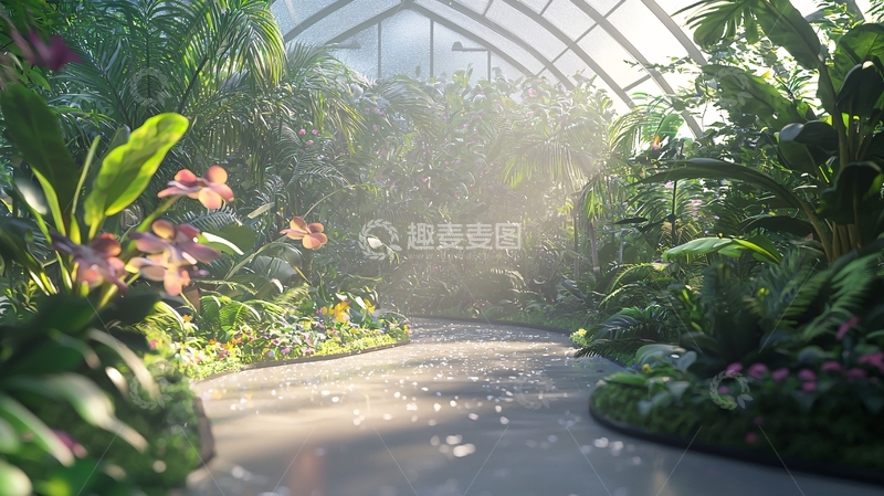 高清大图下载【趣麦麦图】阳光洒进热带植物园