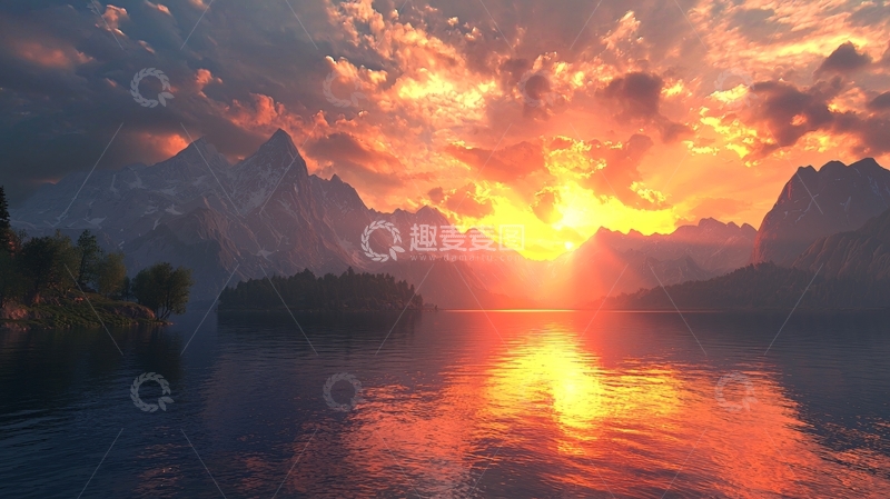 高清大图下载【趣麦麦图】燃烧的晚霞