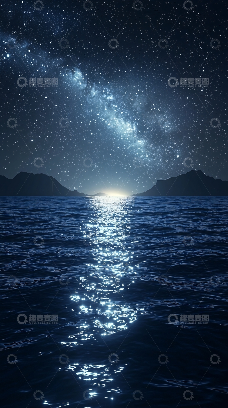 高清大图下载【趣麦麦图】星空倒映在海面上