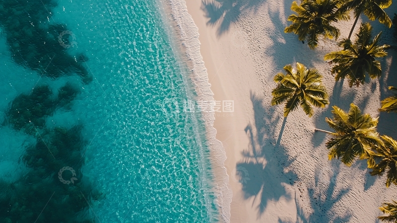 高清大图下载【趣麦麦图】热带海滩鸟瞰图