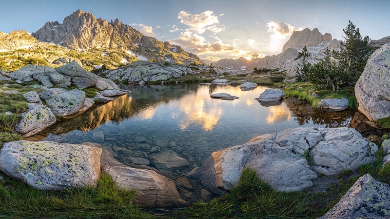 高清大图下载【趣麦麦图】山间湖泊日落景色