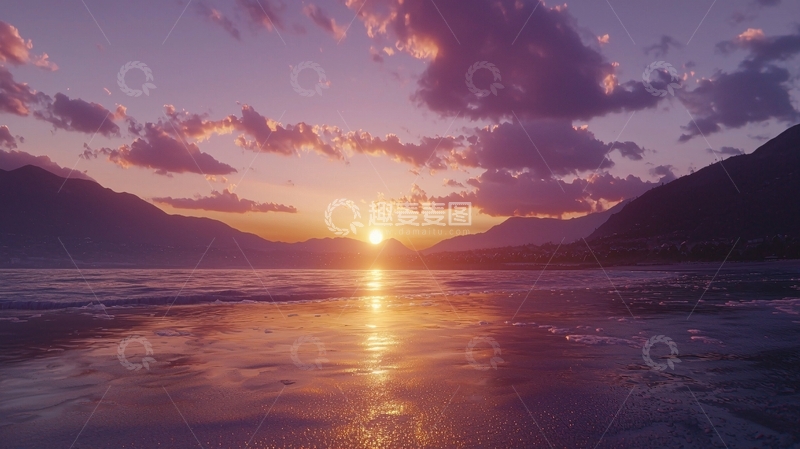 高清大图下载【趣麦麦图】紫色日落