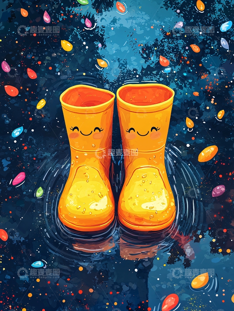 高清大图下载【趣麦麦图】卡通雨靴