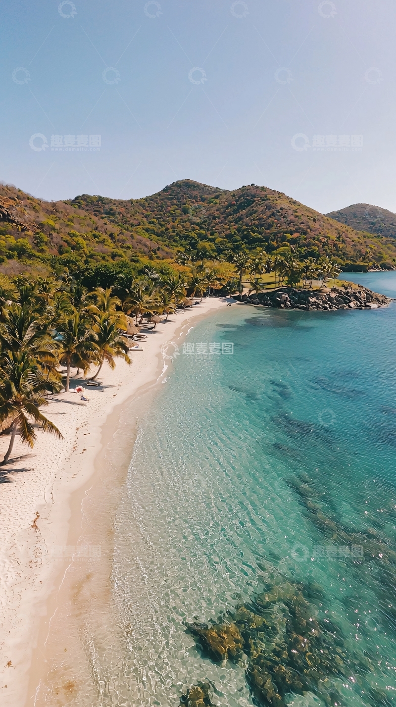 高清大图下载【趣麦麦图】热带海滩鸟瞰图
