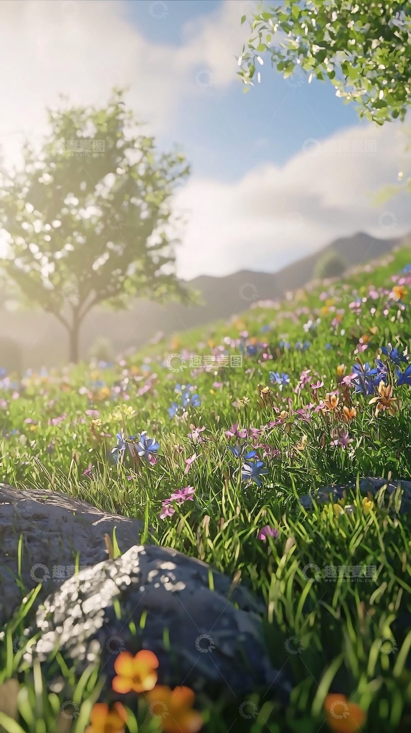 高清大图下载【趣麦麦图】阳光明媚的春日田园风光