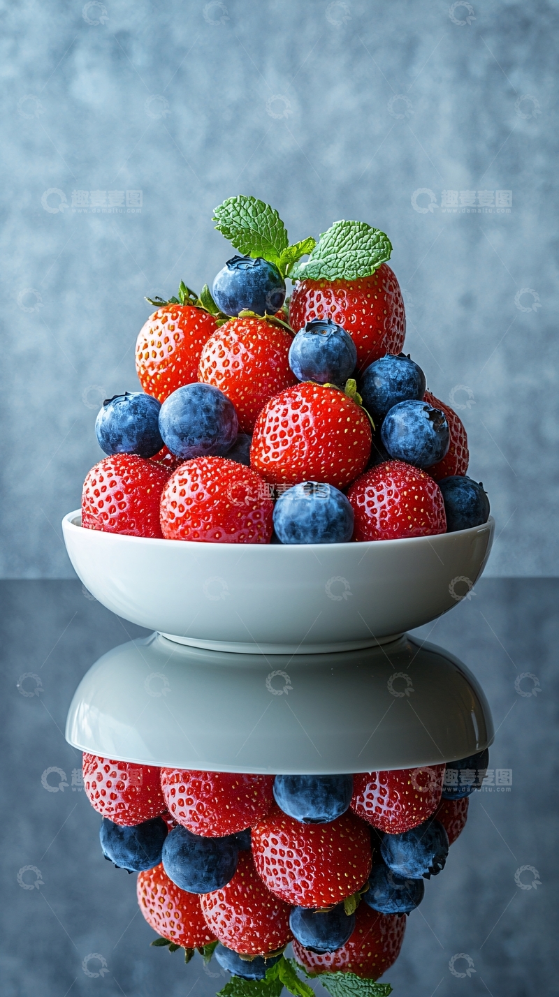 高清大图下载【趣麦麦图】草莓蓝莓堆叠