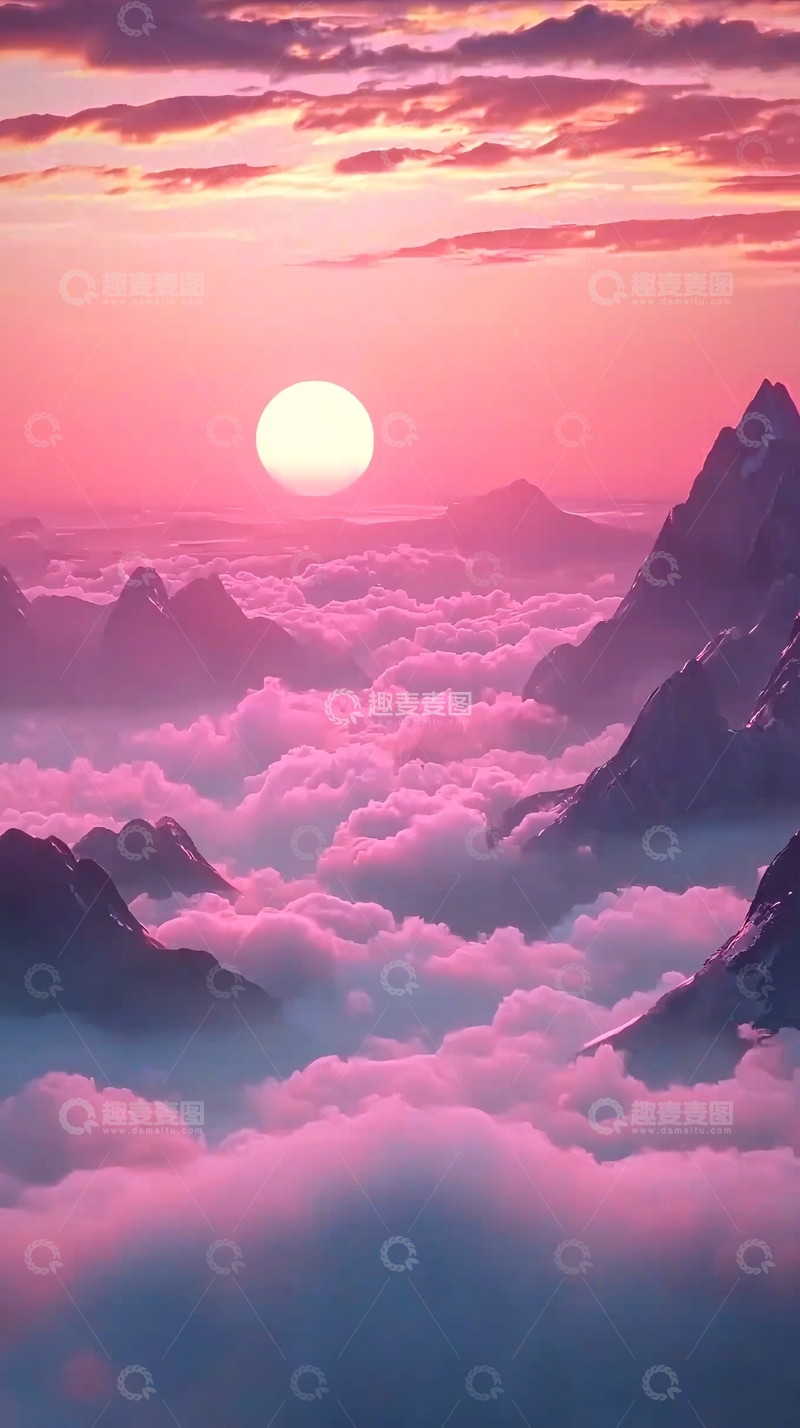 高清大图下载【趣麦麦图】粉色日出