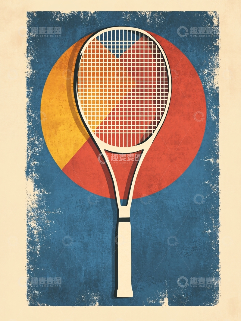 高清大图下载【趣麦麦图】复古网球拍海报设计