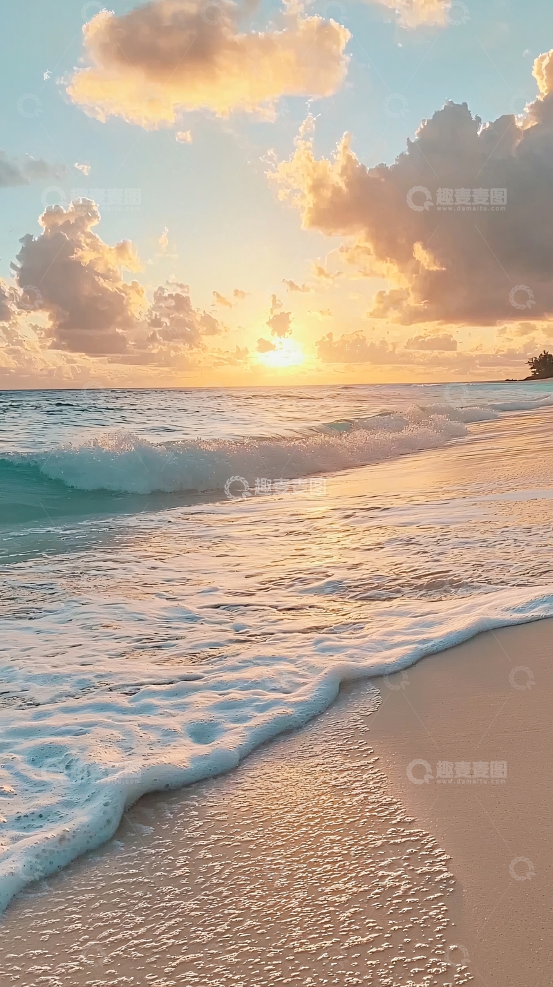 高清大图下载【趣麦麦图】海滩日落唯美景色