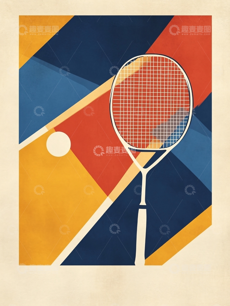 高清大图下载【趣麦麦图】抽象网球拍