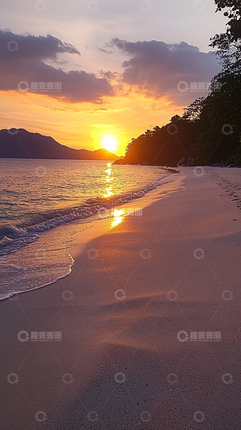 高清大图下载【趣麦麦图】海滩日落景色