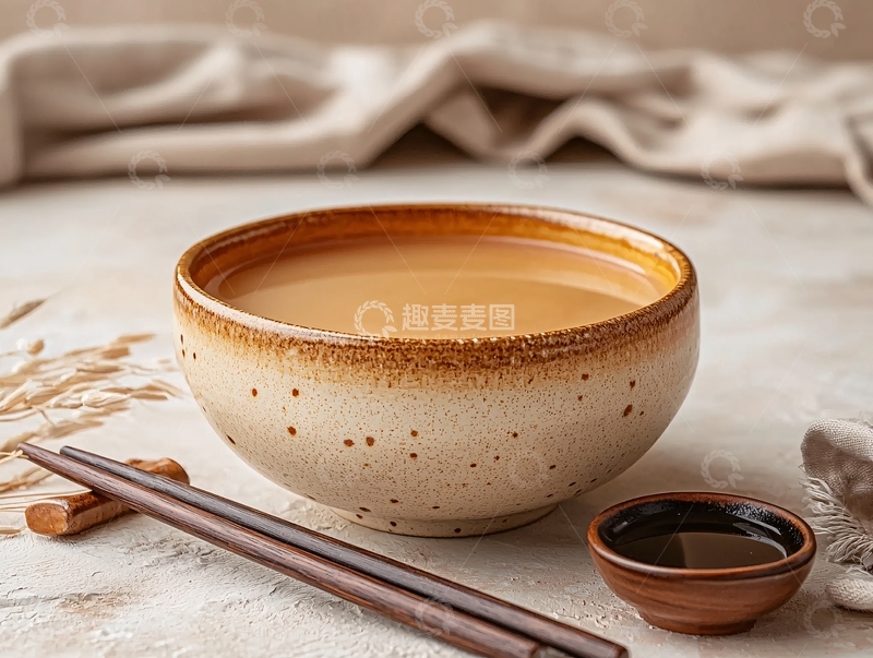 高清大图下载【趣麦麦图】陶瓷碗里的棕色液体