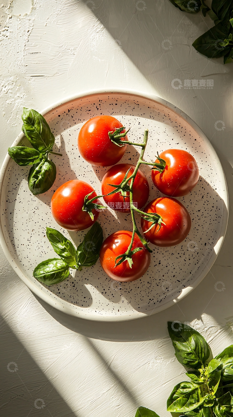 高清大图下载【趣麦麦图】盘中的新鲜小番茄